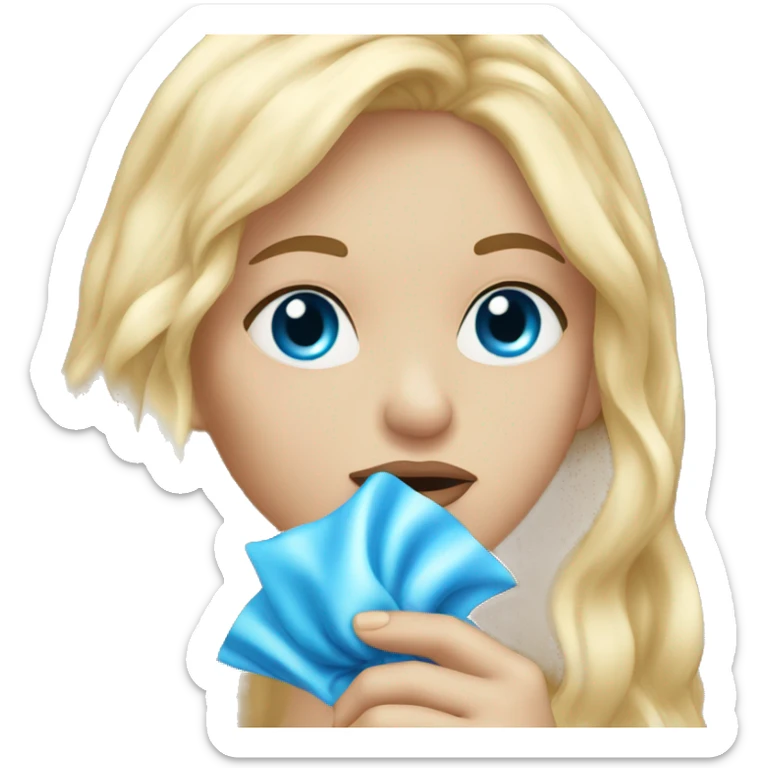 long blonde hair blue eyed girl blowing a kiss sticker