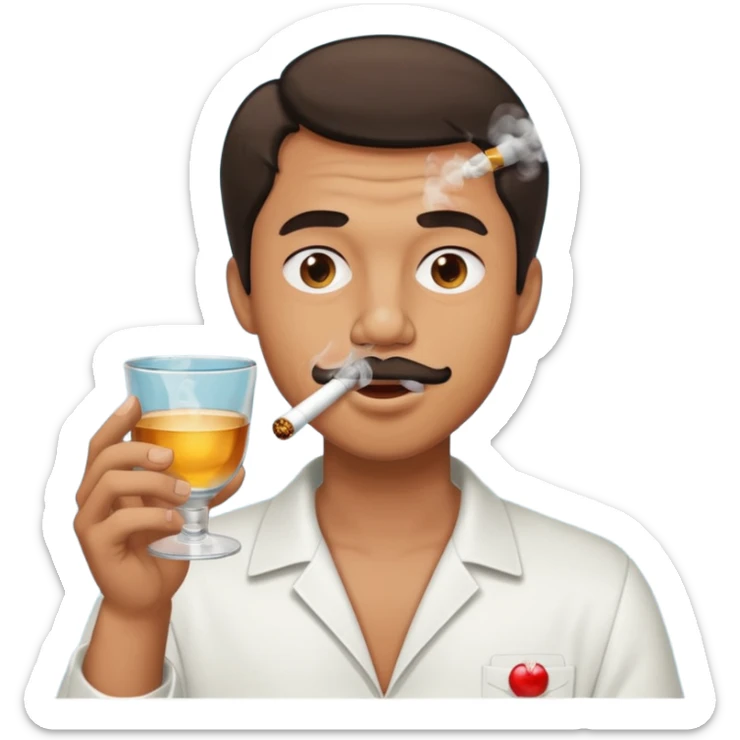 Man smoking from glass pong , the pong in his mouth (like this pong ⚗️) sticker
