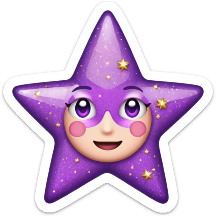 Quiero un emoji de estrella, pero que la estrella sea de oro rosa y brilli brilli con chispitas moradas sticker