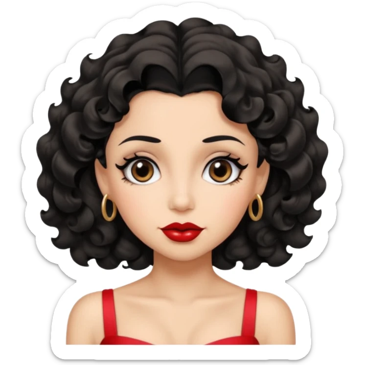Do not change the face I already created, I want her with Betty boop face and black hair worry  sticker