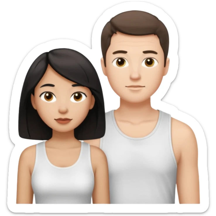 Mixed race couple, white male with mixed female (asian & black)
the female is more asian than she is black
The male is french  sticker
