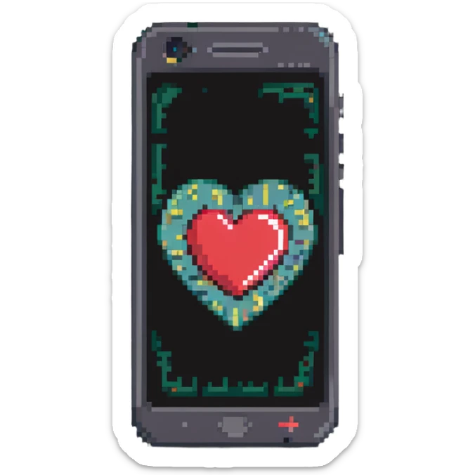 phone with a big heart sticker