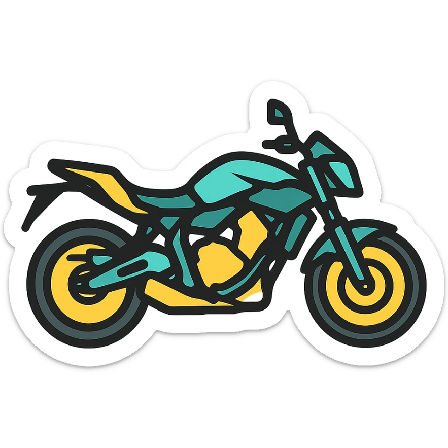 silhouette of a Yamaha MT-07 motorcycle, sporty style, dynamic lines, transparent background sticker