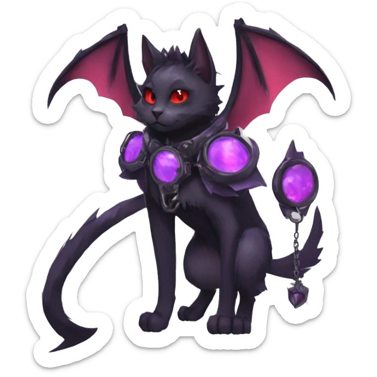 cool edgy black punk red Purple ethereal fantasy nargacuga-bat-cat-Fakemon collar harness full body sticker