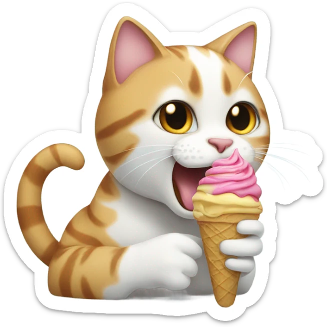 Cat eating ice cream  sticker