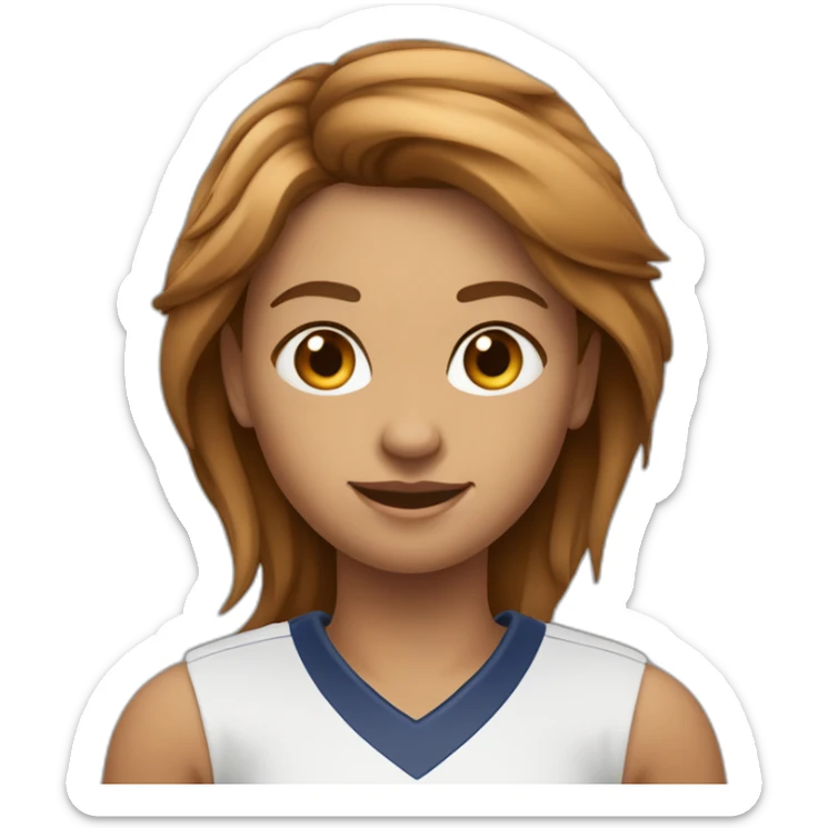 Fille à la peau pâle et au cheveux bruns clair qui joue au football sticker