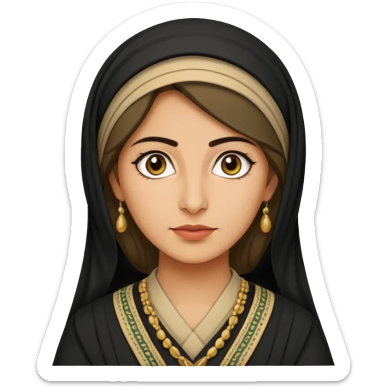 Portrait of a female Iraqi civilian with a neutral expression 1980 sticker