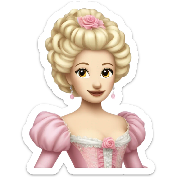 Beautiful highly detailed rococo princess with blonde hair and a pink gown Marie Antoinette  sticker