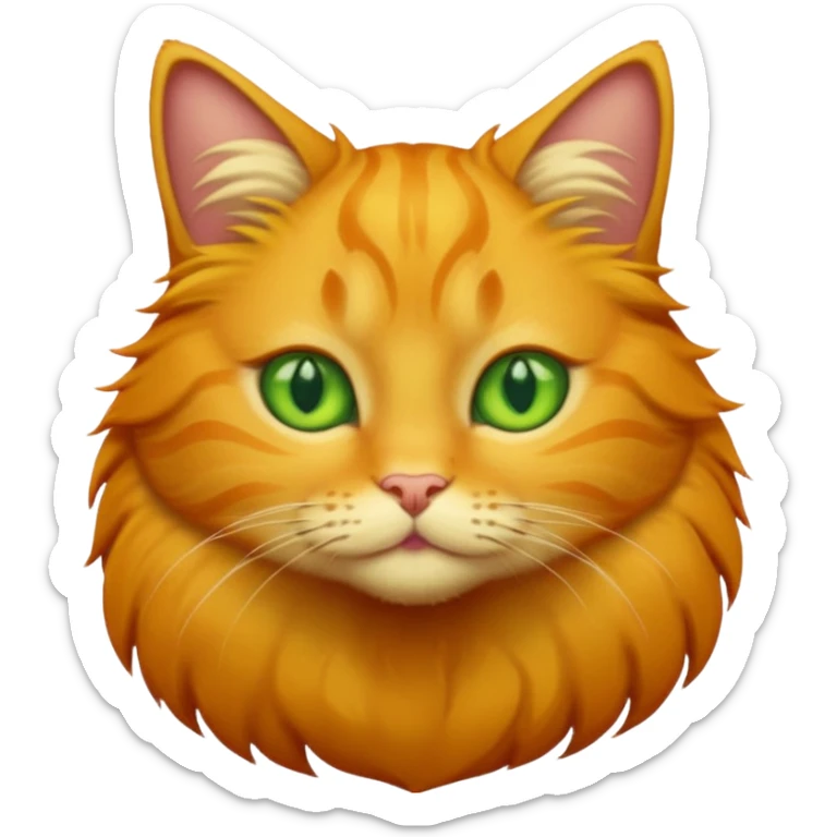 GATO AMARILLO SIN OREJAS VERDES Y OJOS VERDES Y MAS PELUDO sticker