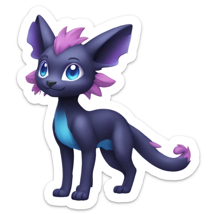 Cute cool black blue purple pink animal hybrid Fakemon full body sticker