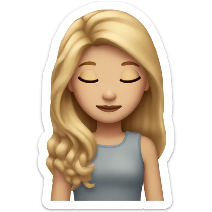 Girl with light brown hair and blonde sparkles long hair sleeping sticker