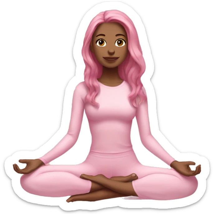 girl in light pink yoga outfitot pink long hair sticker