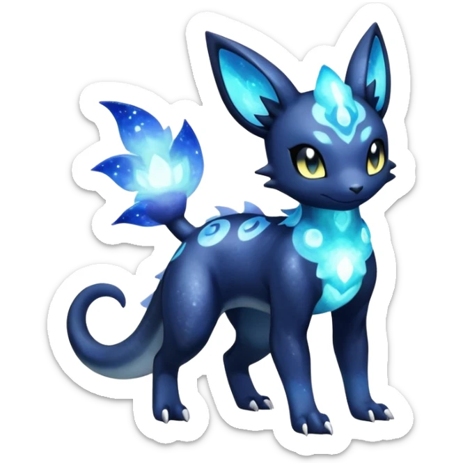 Nebulae Salandit-Meowstic-Umbreon-Fakémon-hybrid-creature (full body)  sticker