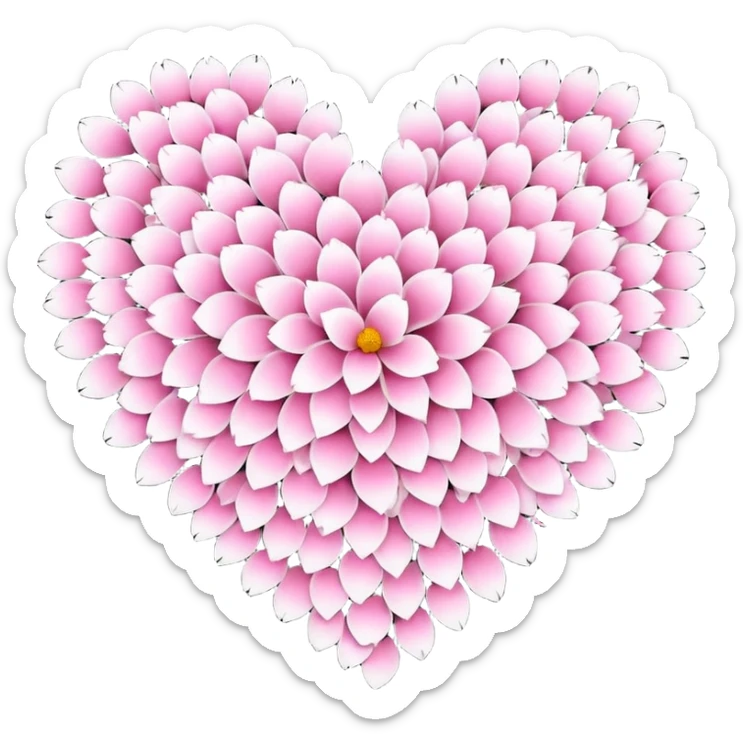 halloween s heart, heart made of white halloween petals with pink accents sticker