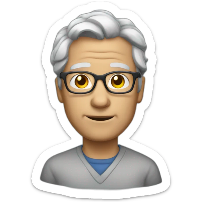 a physic teacher, with gray hair, wrinkles on the forehead and glasses sticker