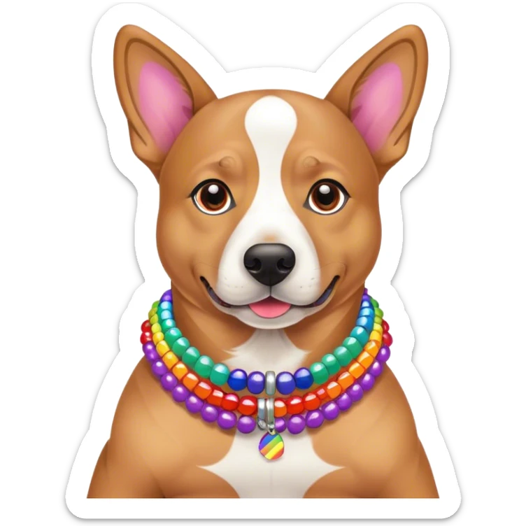 a gay dog with a lot if rainbow bracelets and gay accessories  sticker