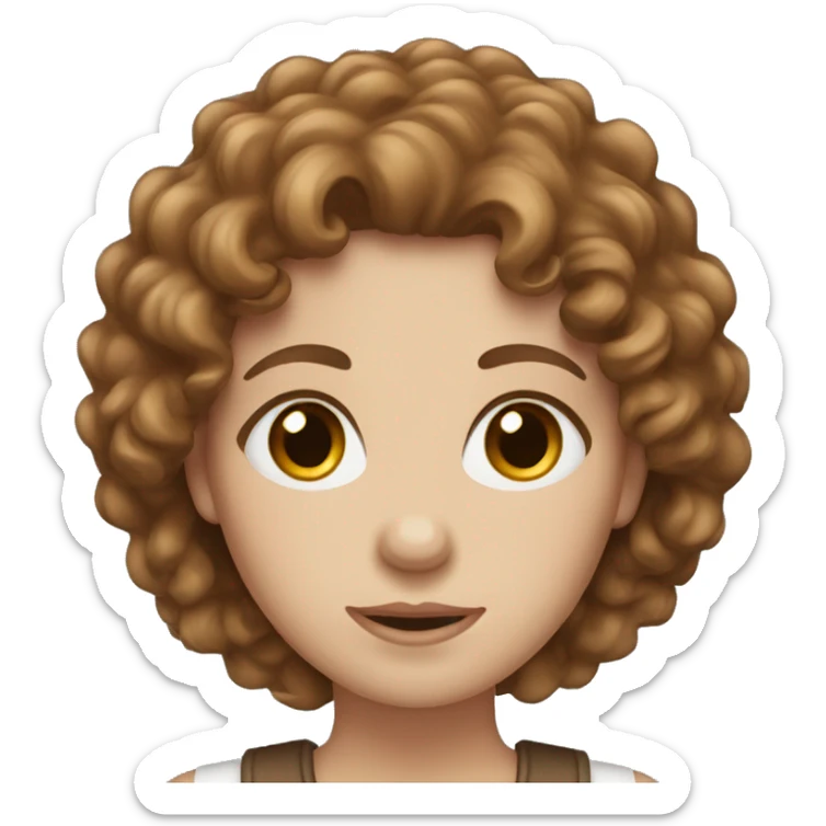 blue eyed, fair skin, brown curly hair, female emoji sticker