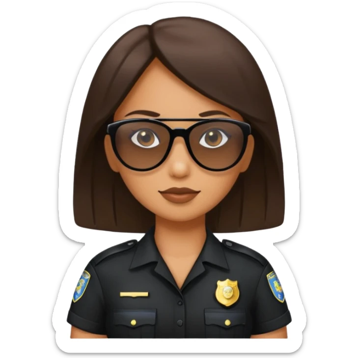 woman police wearing black dress with sun glasses sticker