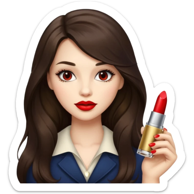 Brunette-girl-long-hair-old-money-fashion-style-red sticker