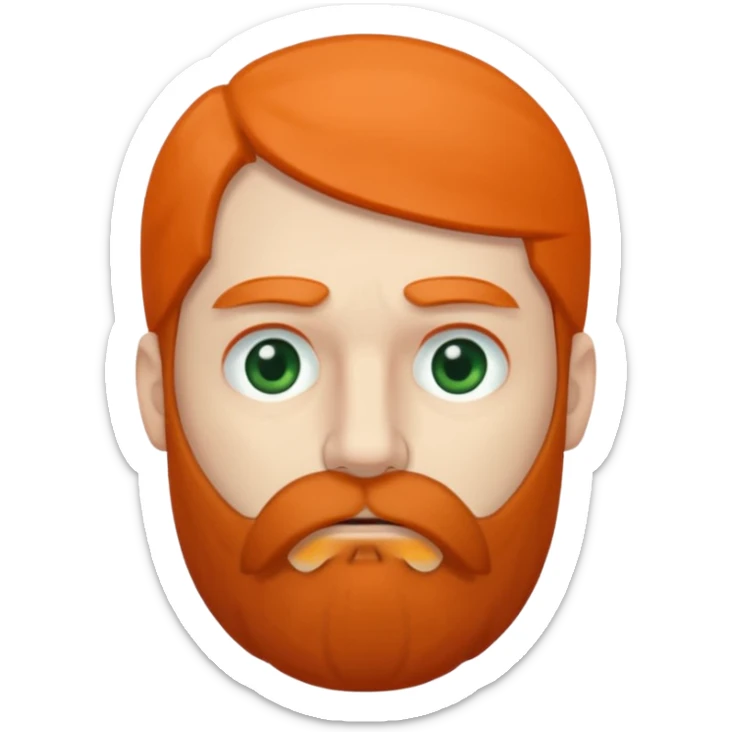 Greenish grey eyed adult man with tired look, half closed eyes. He has a very long beard hanging. Pale skin. He's serious and looks tired. Make sure his hair and beard are both dark gray. sticker