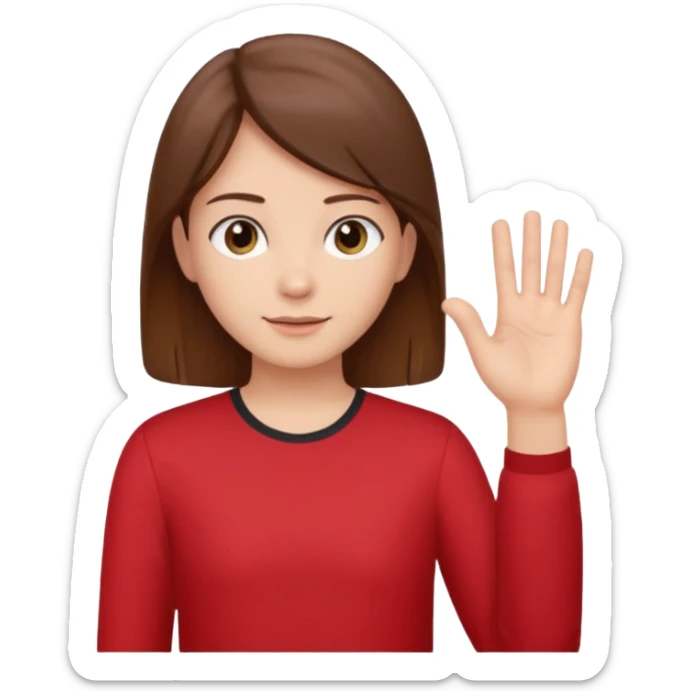 Mach mir einen Tyoen mit braunen haaren der mit seiner linken hand zur seite zeigt sticker