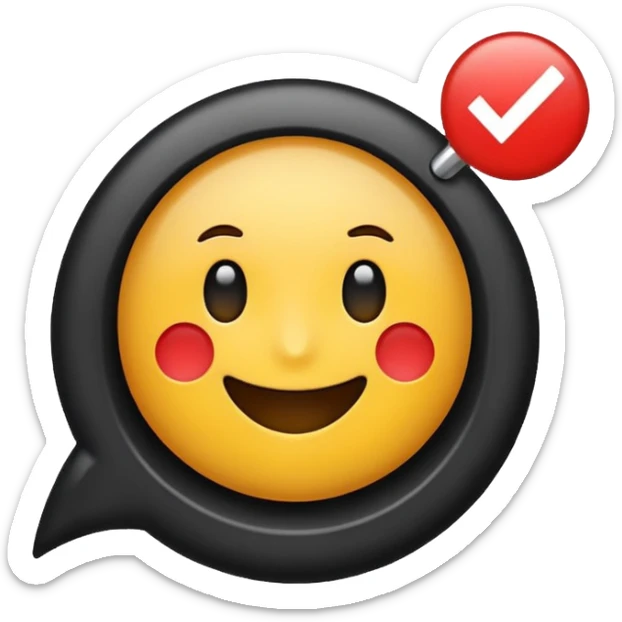 fait moi un emojis avec un fond bleu et un check mark noir au milieux sticker