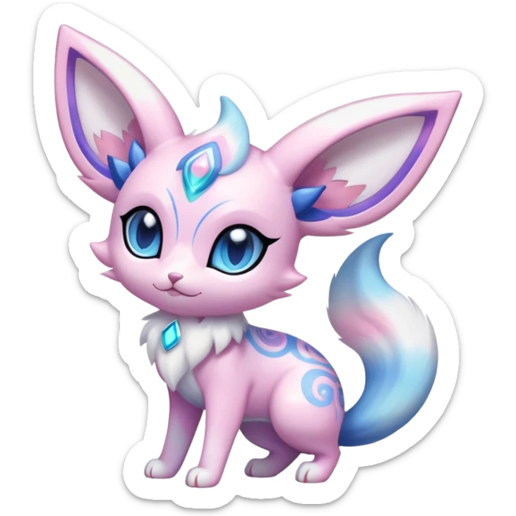 Shiny Exotic Cute Nebulae Ethereal Espeon-Sylveon-Meowstic-Hybrid-Creature with pattern-markings sticker