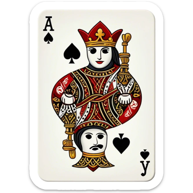 Jack of Spades playing card in color It has image of Jack and a J in the top left and bottom right corner sticker