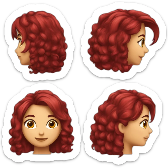 Menina cabelo cacheado e vermelho usando óculos de armação fina roxa sticker