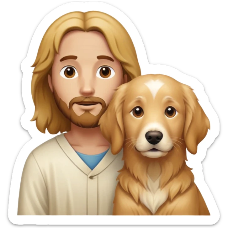  Jesus with 1 golden retrievers. One a brown and the other an all white golden retriever? sticker