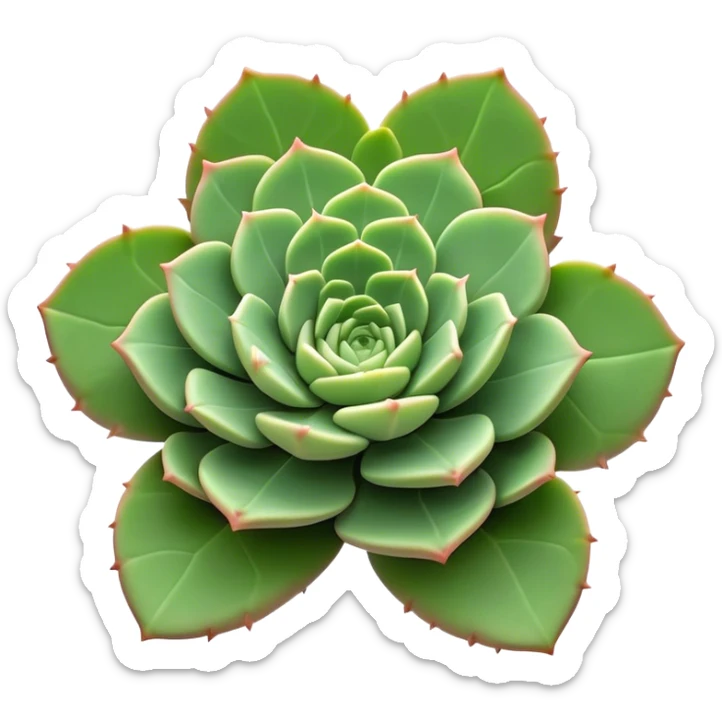 Cinematic Realistic Succulent Emoji, Compact and plump, with fleshy leaves arranged in rosettes of various shapes. The soft, green leaves glow with a gentle radiance, exuding a sense of calm and tranquility. Soft glowing outline, capturing the essence of resilience and beauty in a blossoming succulent! sticker