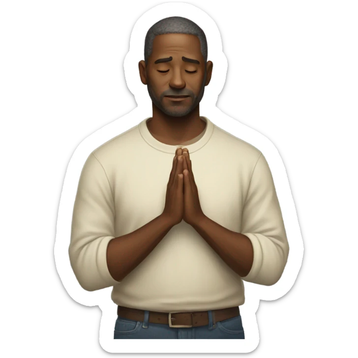 casual portrait of a man praying for the wild fire victims of LA sticker