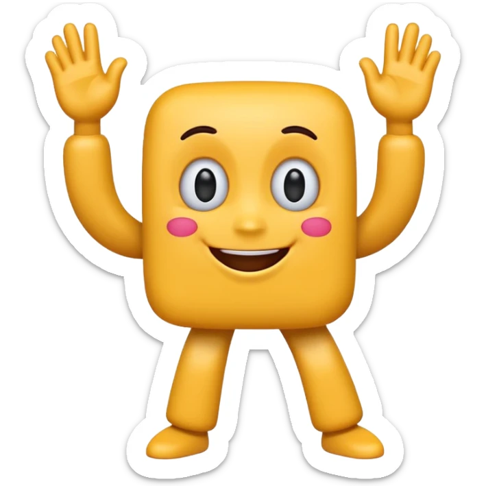 A cute 3D emoji of the English letter 'A' with cartoon arms and legs, dancing happily. Vibrant colors, expressive eyes, smiley face, high quality, white background, sticker style, glossy finish. sticker