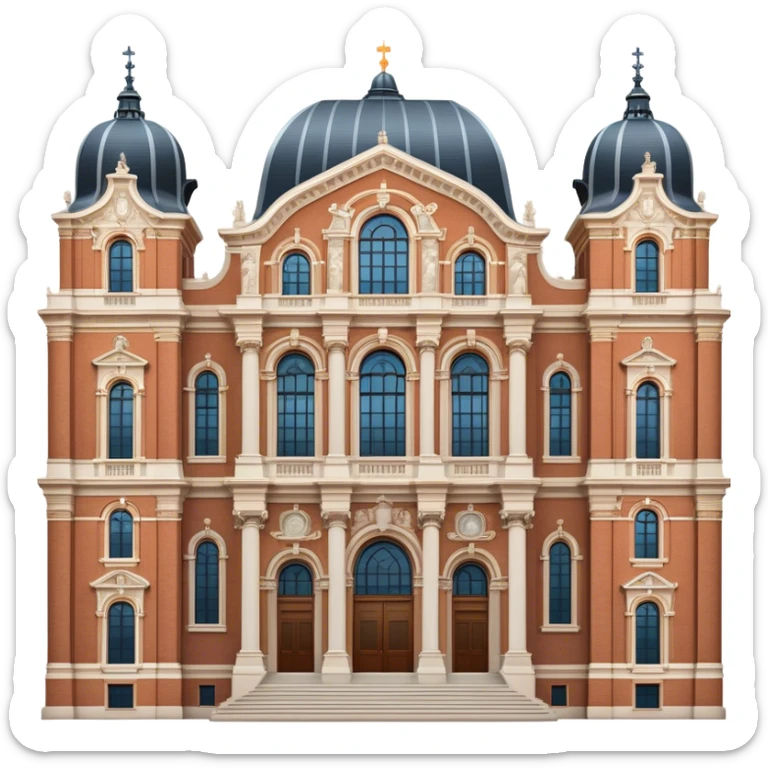 Cinematic Realistic Rijksmuseum Landmark Emoji, depicted with the grand facade of the museum rendered in intricate detail and soft, historical lighting. sticker