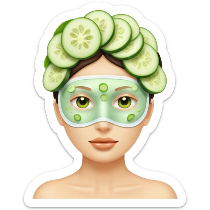 Emoji mit Feuchtigkeitsmaske im Gesicht und Gurkenscheiben auf den Augen sticker