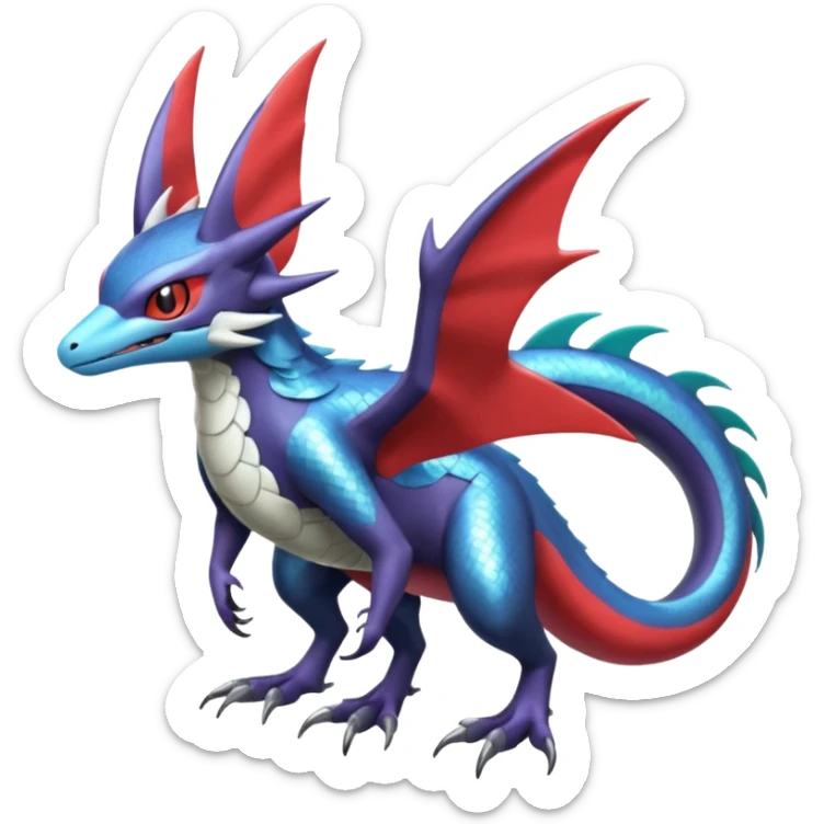 Shiny Noibat-Nargacuga-Salamence-Silvally-Fakémon-hybrid-creature (full body)  sticker