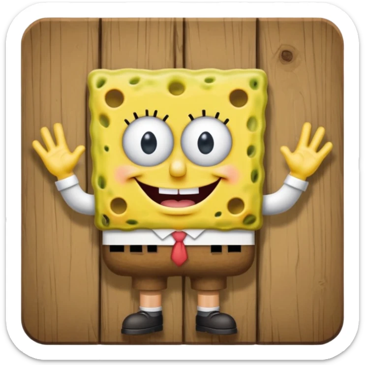Make SpongeBob hold a wooden sign that says imma head out and make SpongeBob have his pants sticker