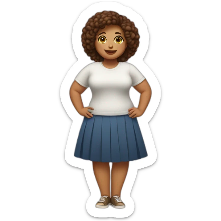 Full body Curvy girl in skirt lifts her leg sticker