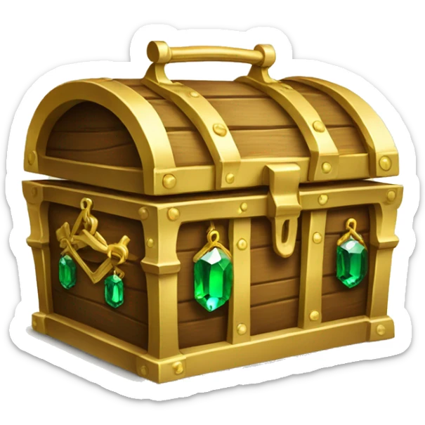 Treasure chest with emerald jewels sticker
