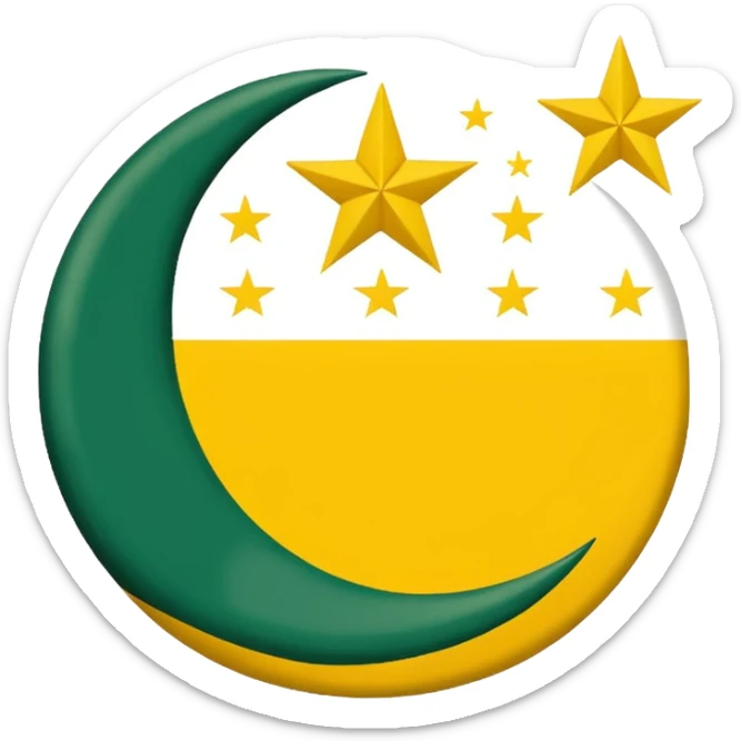 Flag of the actual Azad Kashmir with yellow stripes,green background and white moon and star sticker