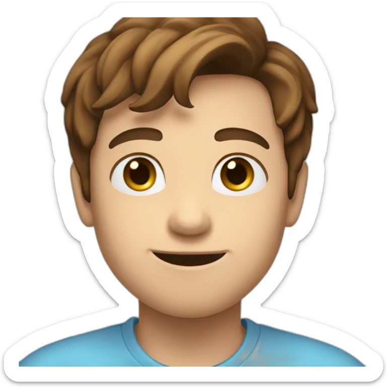 boy with brown hair, in sky blue shirt, point the finger in front of you sticker