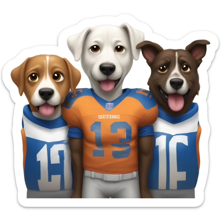 3 guys dressed as dogs that love football sticker