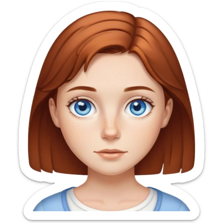 Blue eyed brown hair freckles short hair girl sticker