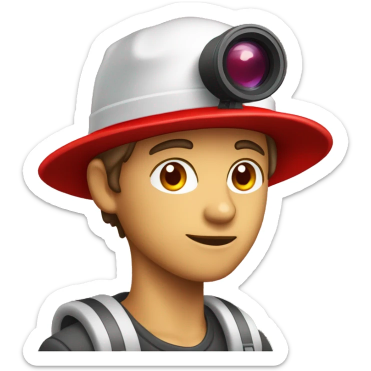 JEUNE HOMME METISSE AVEC UN BONNET ROUGE ET UN CAMÉSCOPE VHS  sticker