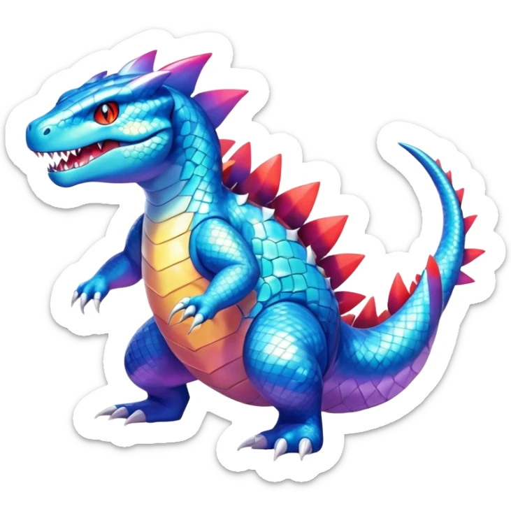 Shiny Exotic Colorful epic Gabite-Salamence-Koraidon-Feraligatr-Fakémon-hybrid-creature (full body)  sticker
