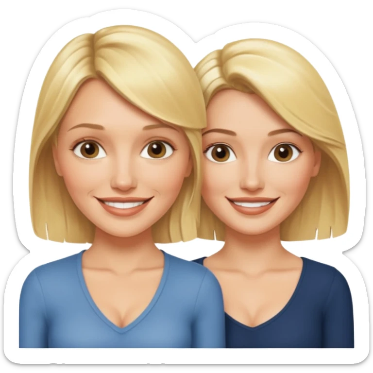 i want an emoji with 2 blonde girls like the movie "the holiday" They are not touching each other. One is Cameron Diaz, the tother Kate Winslet. sticker