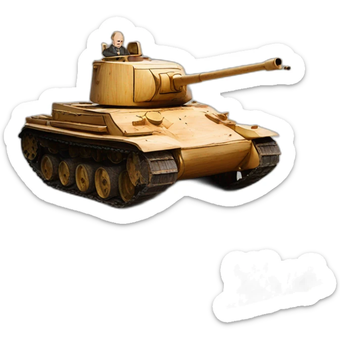 vladimir putin burned wooden t34 tank big wheelchair sticker