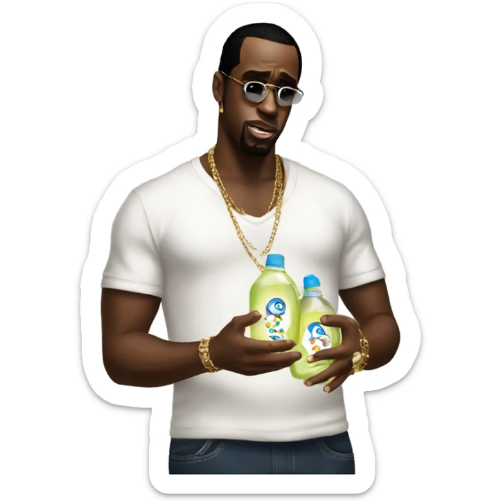 P Diddy holding baby oil sticker