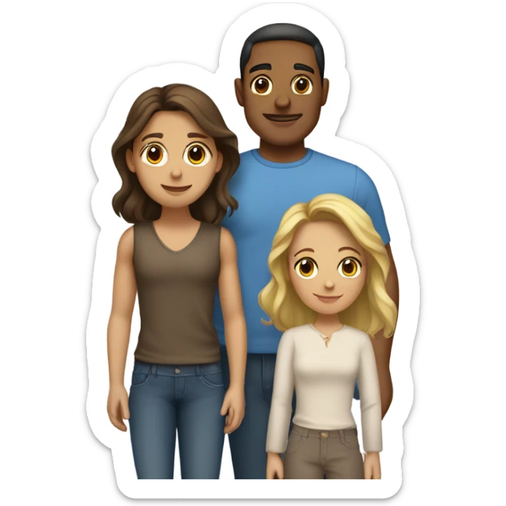 Puerto rican beard short brown hair  husband with blond long hair wife and brown long hair daughter Family  sticker