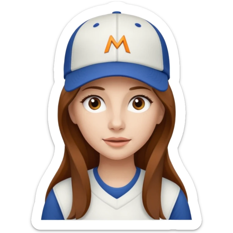 dziewczyna w długich brązowych włosach z czapką z daszkiem zespołu mclaren sticker